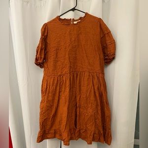 burnt orange smock dress with pockets